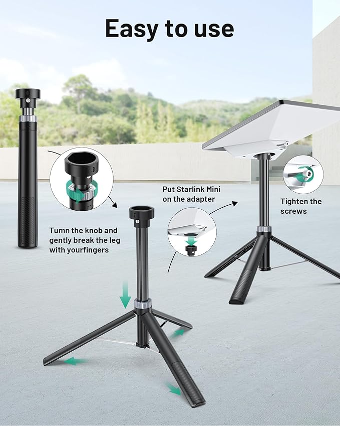 Starlink Mini Tripod, Portable Tripod Stand Mount with Aluminum Tripod Adapter, Compatible with New and Old Starlink Mini Models for Outdoor Camping and Hiking