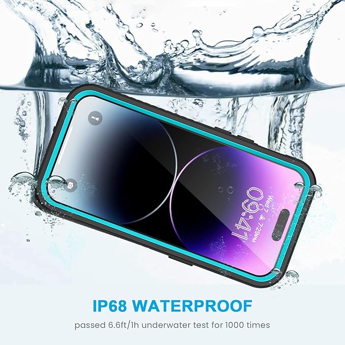Lanhiem for iPhone 14 Pro Case, IP68 Waterproof Dustproof Shockproof 14 Pro Case with Built-in Screen Protector, Full Body Sealed Protective Front and Back Cover for iPhone 14 Pro, 6.1 inch (Blue)