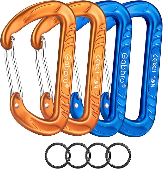 Gabbro Carabiner Clips Heavy Duty 12kN (2697 lbs), Wiregate Aluminum Lightweight Caribeener for Hammock, Hiking, Camping, Water Bottle, Dog Leash Harness, Keychains