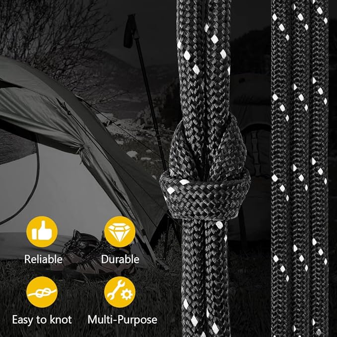 750Ib Reflective Paracord Rope,100' 200' 500' 1000', 4mm 11 Strand Parachute Spool Cord with Collecting Bag, para Cord Lanyard for Hammock, Camping