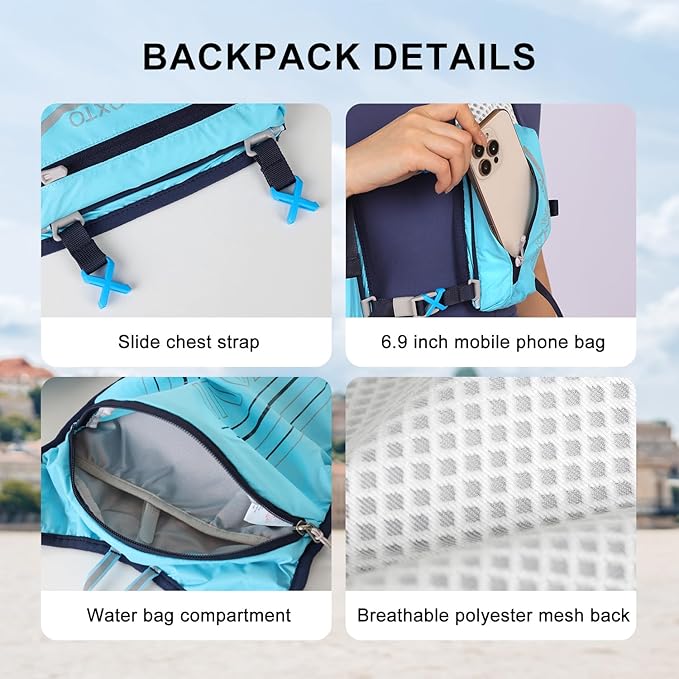 INOXTO Running Hydration Vest Backpack,Lightweight Insulated Pack with 1.5L Water Bladder Bag Daypack for Hiking Trail Running Cycling Race Marathon for Women Men