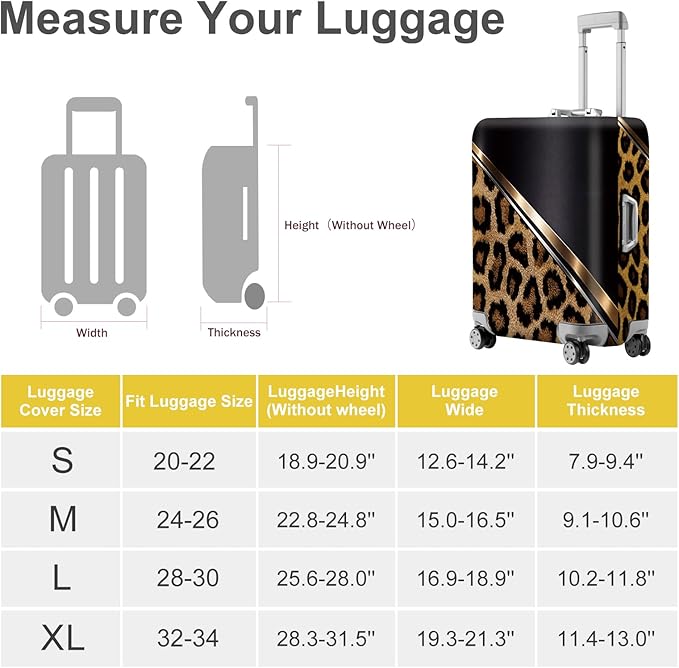 ANNA QUEEN Leopard Print Luggage Cover, Luxury Animal Pattern Suitcase Protector for 20-22 Inch Travel Bags
