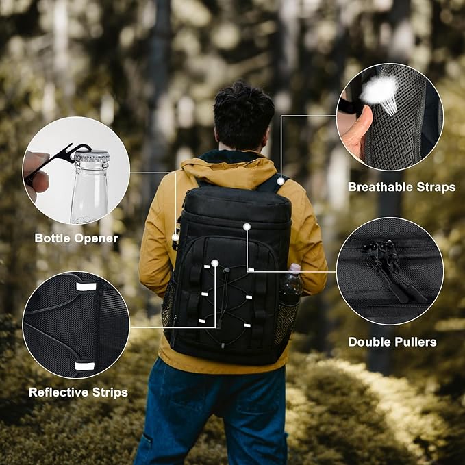 33 Cans Insulated Backpack Cooler - Leakproof Waterproof Lightweight Soft Coolers Bag for Camping Picnic Hiking Beach and Lunchbox Backpacks Bags-Leak Proof Ice Chest Back Pack