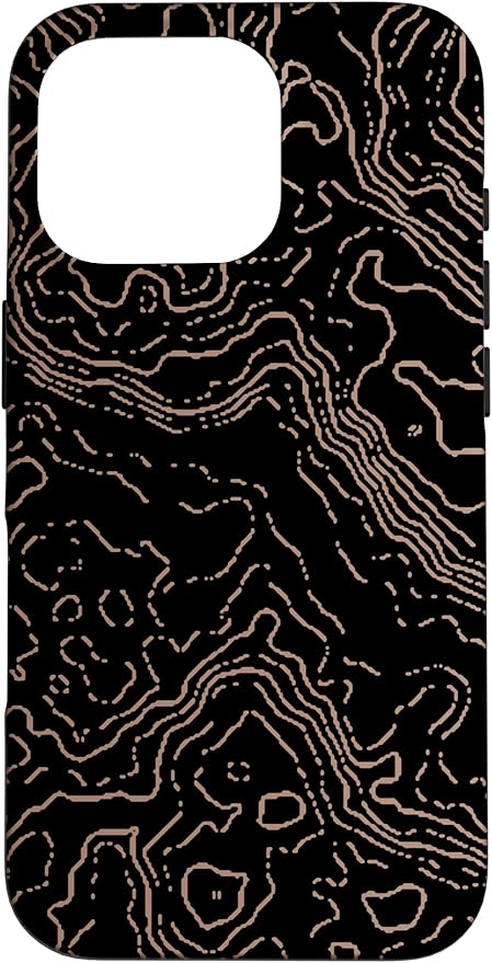 Topography Black & Brown Abstract Pattern Topographic Map Case for iPhone 16 Pro