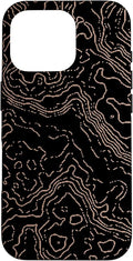 Topography Black & Brown Abstract Pattern Topographic Map Case for iPhone 16 Pro