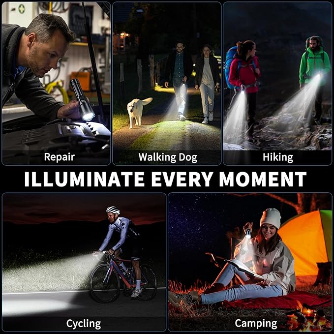 Rechargeable Flashlight 99000 High Lumens, LED Super Bright Flash Light, Tactical Flashlights with LCD Power Display, 6 Modes, Waterproof, Brightest Flashlight for Emergencies Camping