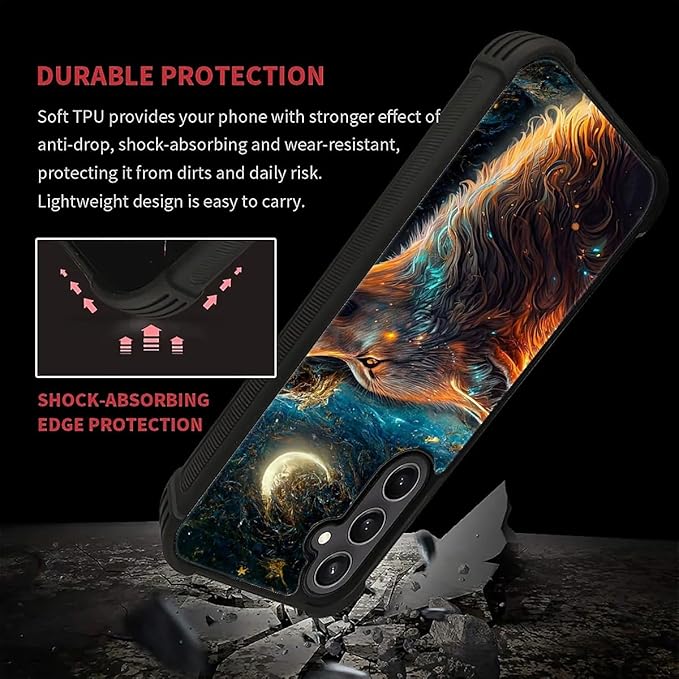 for Samsung Galaxy S23 FE Case, Star Cave Hungry Wolf Pattern Graphic Design Girl Boy Soft Silicone Hard Acrylic Shock Protection for Samsung Galaxy S23 FE