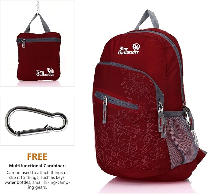 Outlander Packable Handy Lightweight Travel Hiking Backpack (Dak Red, 33L)