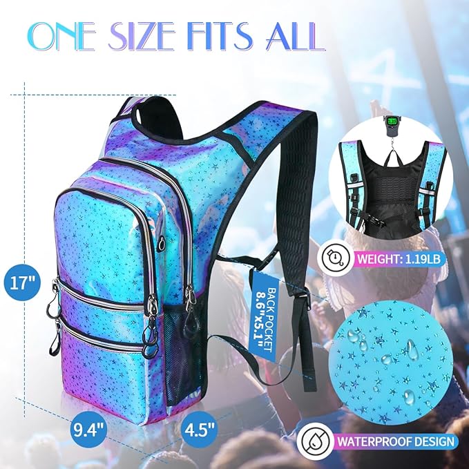 Hydration Pack, Water Backpack with 3L Hydration Bladder Lightweight Insulation, Festival Essential, Rave Hydration Backpack, Hydropack Backpack for Rave, Hiking, Biking, Festival Gear