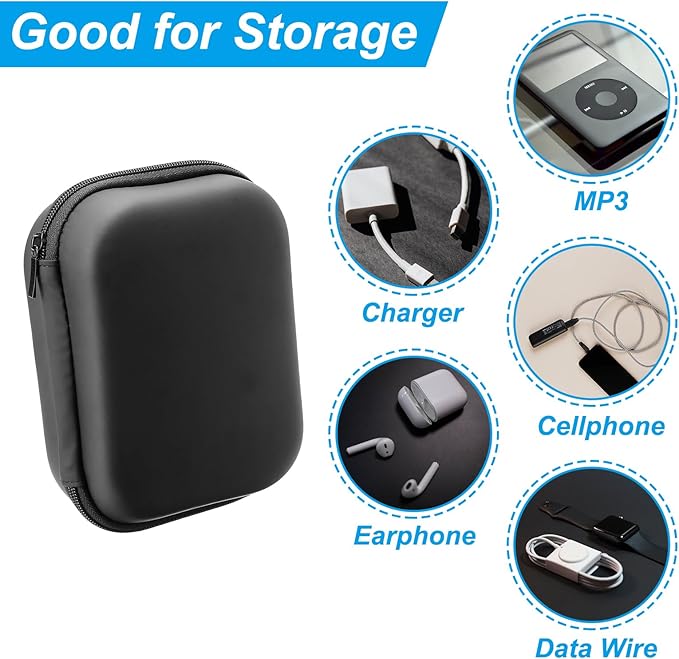 PATIKIL 6.3x5.12 Electronic Organizer Case, 1Pcs EVA Hard Waterproof Rectangle Travel Carrying Case with Zipper for Digital Multimeter, Camera, Charger Cord, Earphone, Black