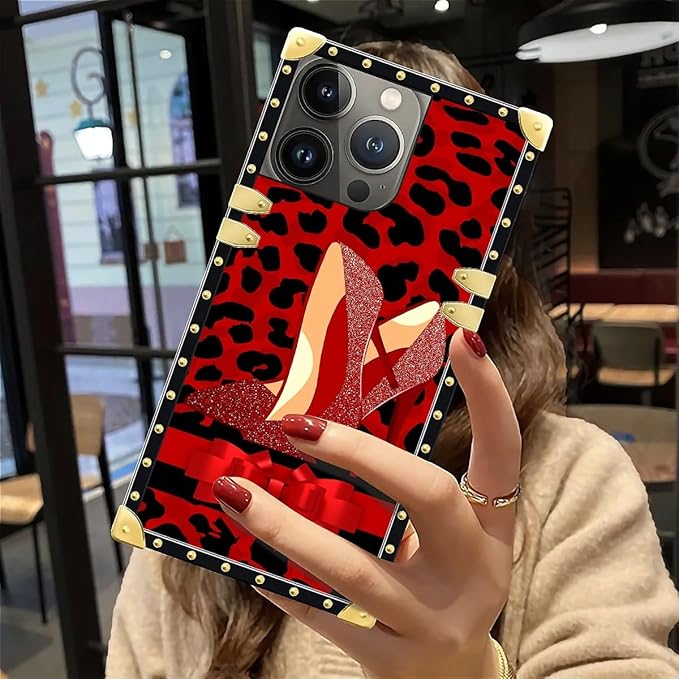 Compatible with iPhone 12 Pro Max Case, Elegant High Heels Luxury Golden Decoration for Girl Women Soft TPU Shockproof Protective Hard PC Back for iPhone 12 Pro Max