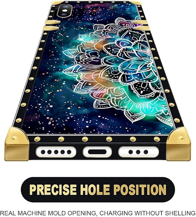 Compatible with iPhone Xs Max Case, Starry Sky Colourful Mandala Luxury Golden Decoration for Girl Women Soft TPU Shockproof Protective Hard PC Back for iPhone Xs Max