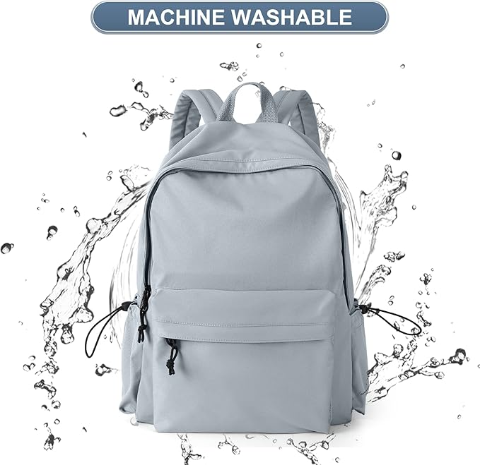 PAUBACK Blue School Backpack for Girls Water Resistant High School Book Bag Simple Backpack for Teens Boys Girls, Lightweight Middle School Back Pack Daypack
