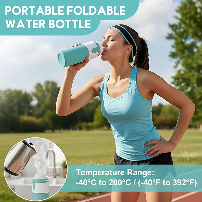 LemonRoad 4 Pcs 26 oz Silicone Collapsible Water Bottle, Portable Foldable Water Bottle Leakproof with Carabiner Reuseable Lightweight for Travel Sports Hiking Camping Cycling Office (Green)