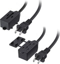 [ETL Listed] Cable Matters 2-Pack 16 AWG 2 Prong Extension Cord 10 ft, 13A 3-Outlet Extension Cords with Tamper Guard, 13 Amp, 1625 Watts, Black