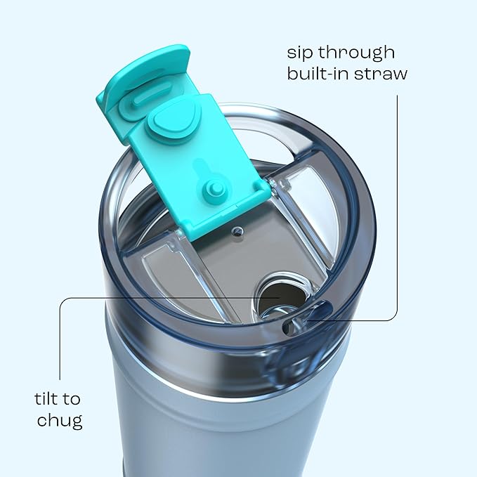 bubba 24 oz Dualsip Insulated Stainless Steel Water Bottle with Straw - Reusable, Leakproof, Lightweight, Dishwasher Safe, Lead-Free and BPA-Free, Daydreamin'