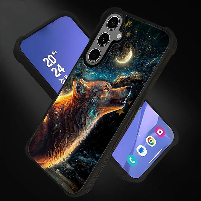 for Samsung Galaxy S24 S25 Plus Case, Star Cave Hungry Wolf Pattern Graphic Design Girl Boy Soft Silicone Hard Acrylic Shock Protection for Samsung Galaxy S24 S25 Plus