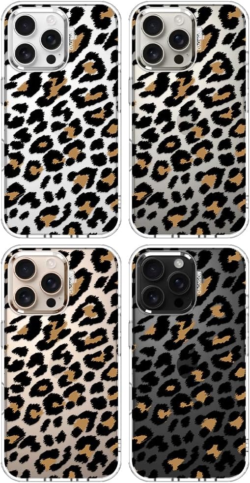 MOSNOVO Case for iPhone 16 Pro Max, [Buffertech 6.6ft Military-Grade Drop Protection] [Anti Peel Off Tech] Clear TPU Bumper Phone Case Cover Design - Leopard Print