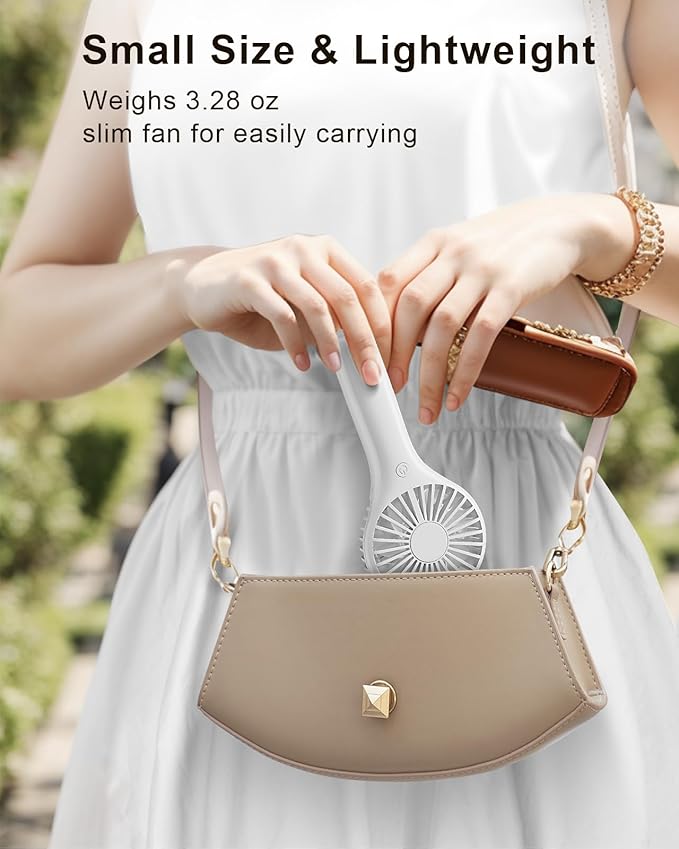 TriPole Handheld Fan Mini Portable Fan with 3 Speeds, Powerful Personal Battery Hand Held Fan for Travel Trip Outdoor Concerts, Cute Small Rechargeable Lash Fan for Makeup Skincare Drying, White