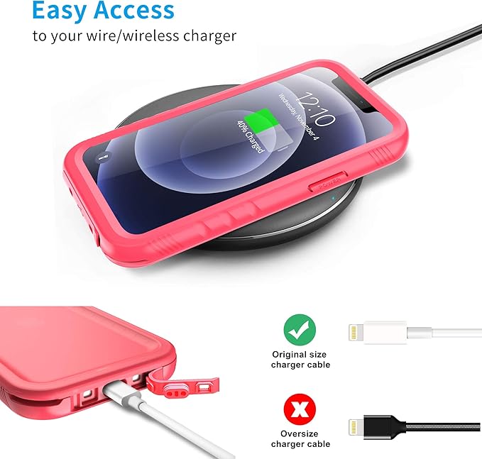 SPORTLINK for iPhone 12 Mini Waterproof Case, Full Body Shockproof Dustproof Phone Screen Protector Rugged Cases for iPhone 12 Mini 5.4 Inches Pink