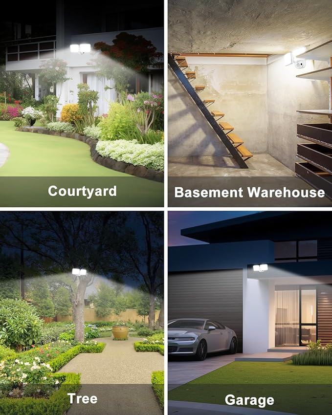 Rechargeable Battery Motion Light, 2500LM & 4000LM Dual Modes Battery Powered Motion Sensor Lights, USB Charging Wireless Flood Light, LED Outdoor Security Lights for Garage,Yard,Porch,Shed, White