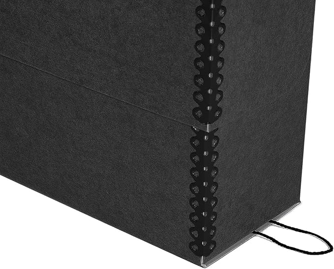 Lineco Archival Document Storage Box with Metal Edge, Acid-Free Black Boxboard, Organize and Store Files, Prints, Photos, Jumbo-Sized Case 15.5" x 12.5" x 5" Wide, Pack of 2
