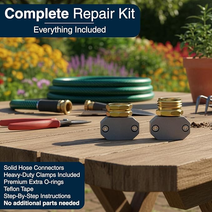 DBR Tech® Hose Repair Kit – Fix Leaks on 3/4 & 5/8 inch Garden Hoses