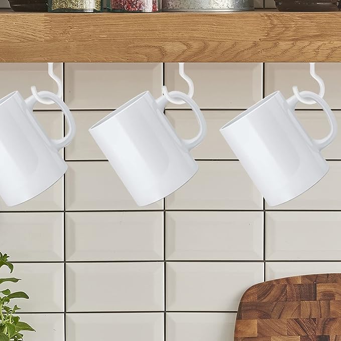 25 Pack Cup Screw Hooks,2 inch Vinyl Coated Ceiling Screw in Hooks Plant Hanger Wind Chimes Hooks Great for Hanging Indoor & Outdoor Use(White)