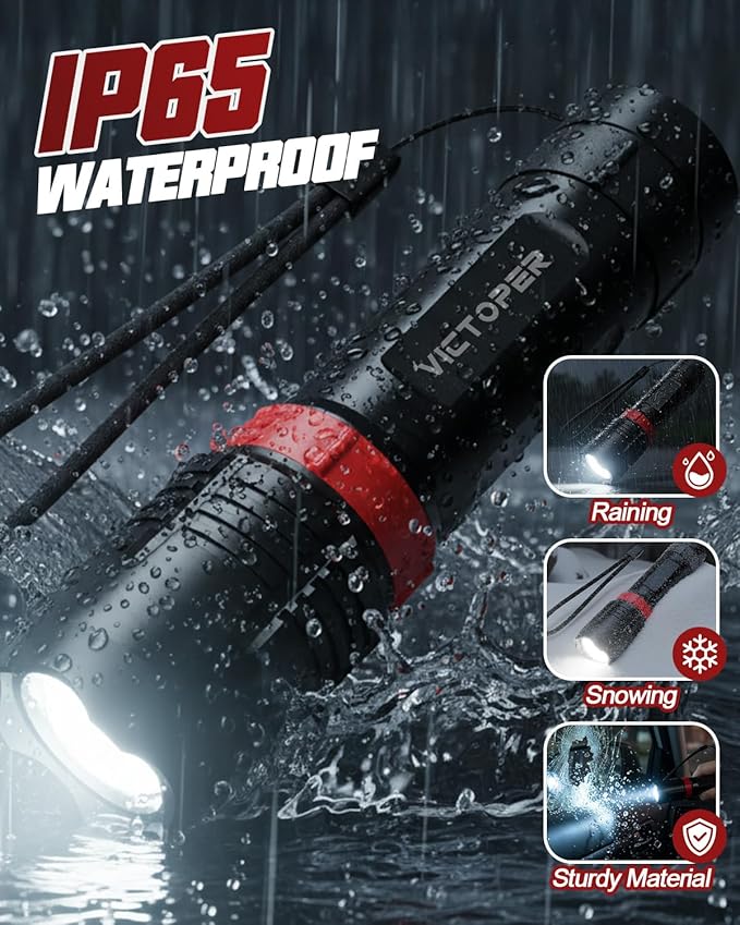 Victoper Rechargeabe Flashlight 2 Pack, High Lumens 5 Modes LED Bright Tactical Flashlights, Waterproof Zoomable Flash Light for Outdoor, Gifts for Camping Essentials Gear