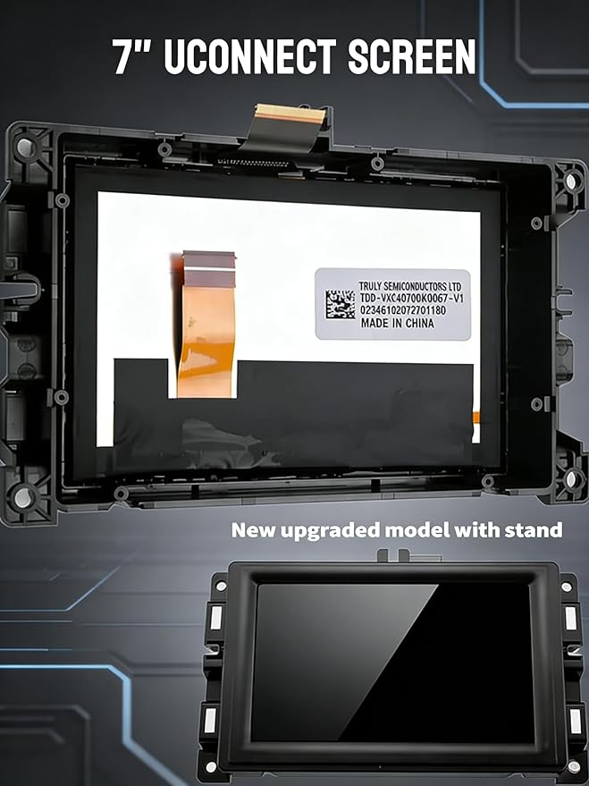 7" Uconnect Screen Replacement LCD Display for Jeep Compass Renegade 2017-2021 TDO-WXGA0700K00057-V1 TDO-WXGA0700K00033-V2 Radio Screen with Bracket