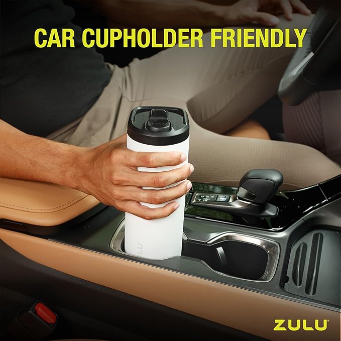 ZULU Base 18oz Kids Stainless Steel Water Bottle with 3 Lids- Straw, Chug, Twist | Double Walled and Vacuum Insulated Metal Thermos | Fits Car Cupholder, Built in Carry Loop, Dishwasher Safe, Guac