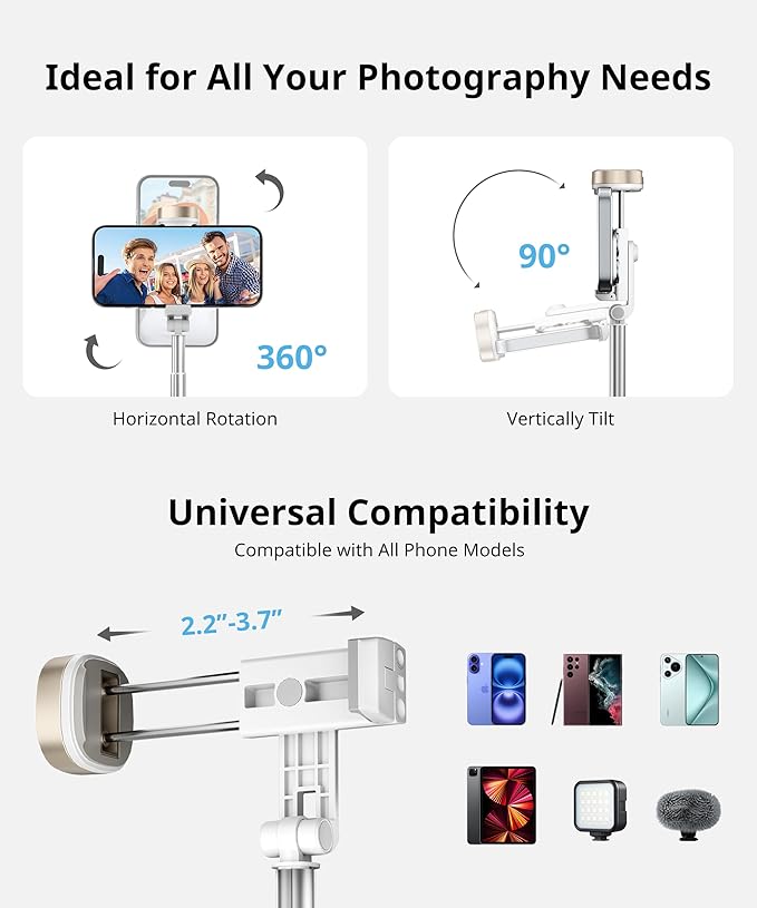 Fuloview 72'' Selfie Stick for iPhone,Tripod Wireless Remote for Selfies,Group Photograph,Video Recording. Phone Stand Compatible with iPhone Android Phone,Camera