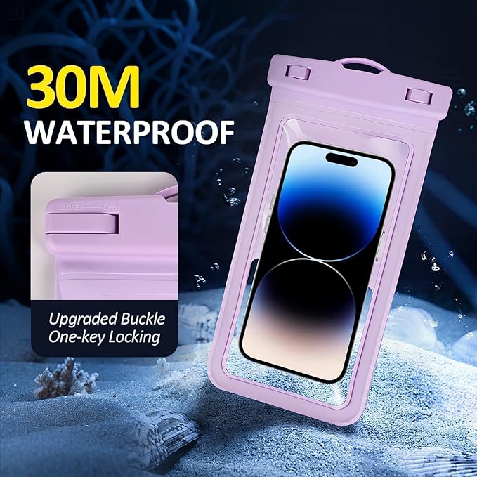 MOLOPPO Waterproof Phone Pouch, with Interior Card Holder, Large Dry Phone Case for iPhone 17 16 15 14 13 Pro Max, Beach Vacation Essentials,1 Pack,Purple