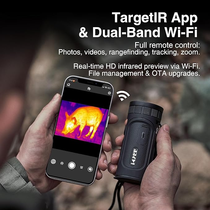 EM10-256 Thermal Monocular, 10mm Focal Lens, 256×192(50Hz) 12μm Night Vision Infrared Scope, 1.43”AMOLED Touchscreen, Handheld Thermal Imaging Monocular for Hunting, Outdoor Camping, Travel