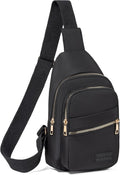 Banelu Small Crossbody Sling Backpack Sling Bag for Women, Chest Bag Daypack Fanny Pack Cross Body Bag for Outdoors Hiking Traveling - Gold Zipper