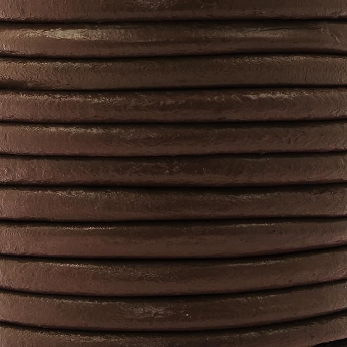 Mandala Crafts Round Cowhide Genuine Brown Leather Cord for Jewelry Making Kumihimo Leather Rope Spool - Brown String Lace - 11 Yds 4mm Cording