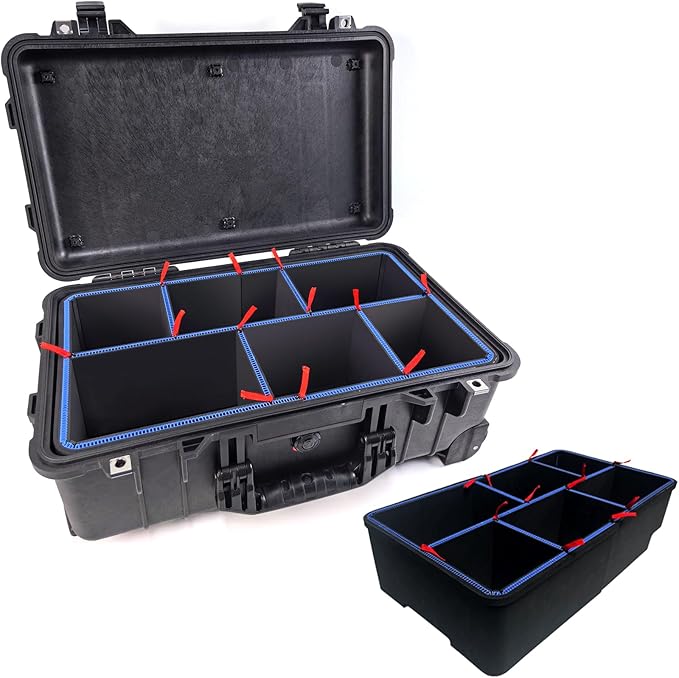 LAFENLIN UPGRADE DIY Divider System for Pelican 1510 [Organize Securely, Customize Instantly], Professional U-Clip & Red Pull Tab Dividers for Camera, Tactical, Medical, Tool Gear - Case Not Included