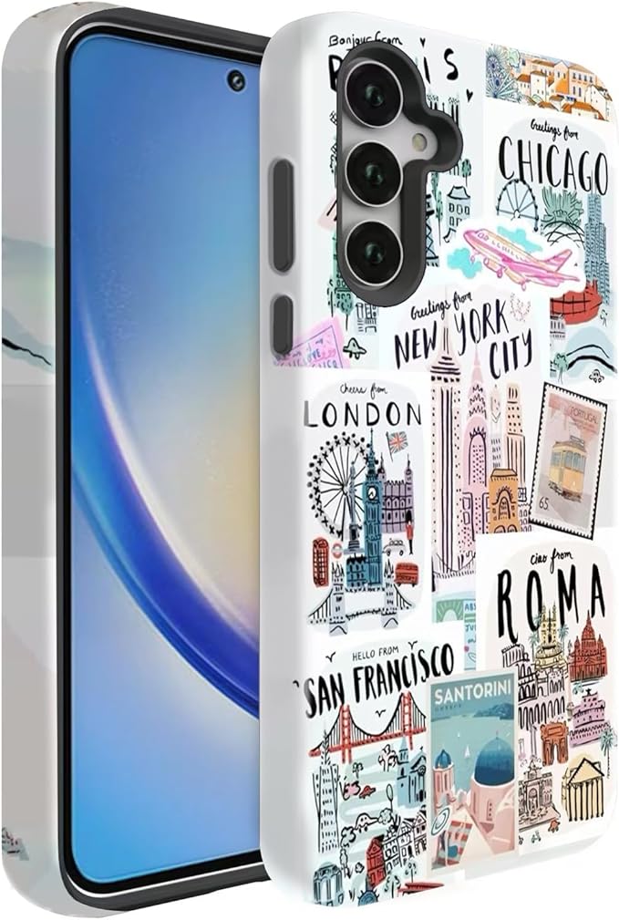 Compatible for Samsung Galaxy S26 Plus 5G Case, Dual Layer Heavy Duty 2 in 1 Shockproof Protective Phone Case,Travel Map | Dreamy Place