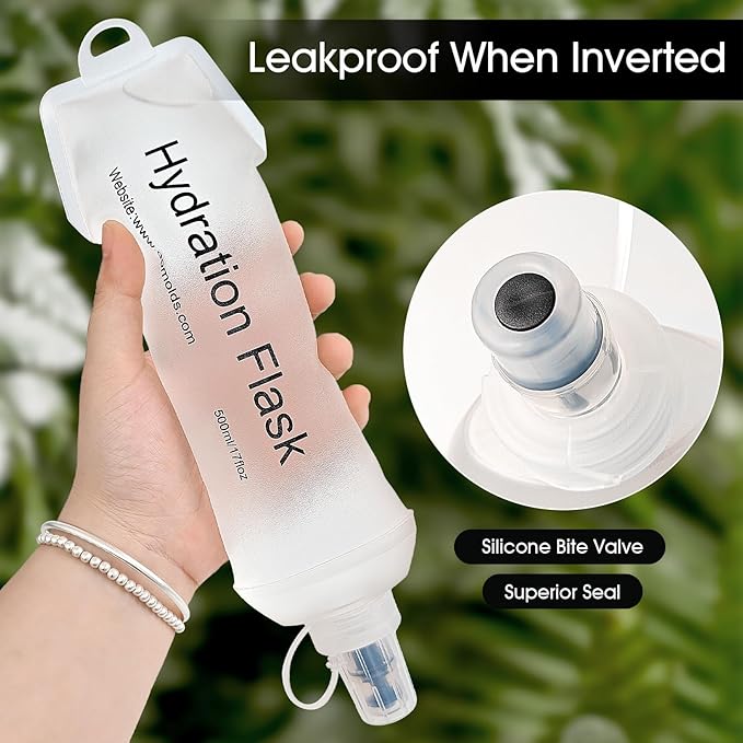 GYGYL Soft Flask, TPU Collapsible Soft Water Bottle for Hydration Pack, Running Vest, Leak-Proof Folding Water Bottle for Hiking Cycling Climbing Jogging-150ml White, 2pcs