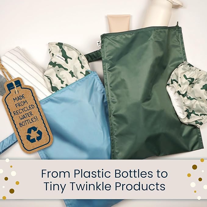 Tiny Twinkle Mess Proof Wet Bags | 2-Pack Reusable Waterproof Wet Bags for Swimsuits | Baby Clothes | Travel & Diaper Bag (Cotton Candy)