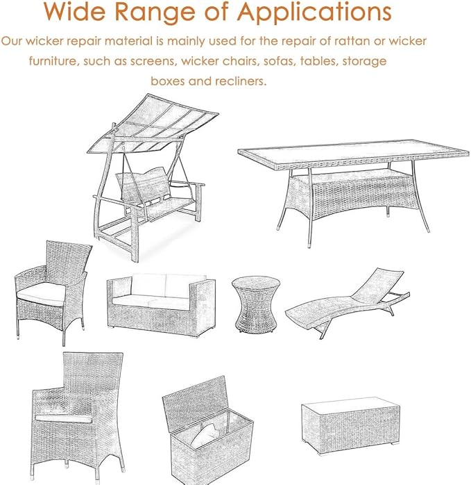 Gradient Grey Rattan Weaving Material for Wicker Furniture Repair High Strength Wicker Fix Kit Flat PE Woven Knit for Chair Table Storage Baskets Makeover and Crafting