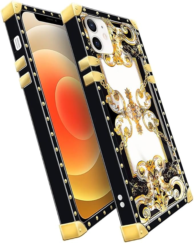 Compatible with iPhone 11 Case, Gold Grain Flowers Luxury Golden Decoration for Girl Women Soft TPU Shockproof Protective Hard PC Back for iPhone 11