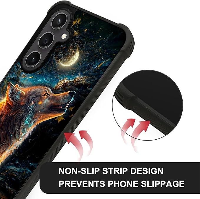 for Samsung Galaxy S23 FE Case, Star Cave Hungry Wolf Pattern Graphic Design Girl Boy Soft Silicone Hard Acrylic Shock Protection for Samsung Galaxy S23 FE