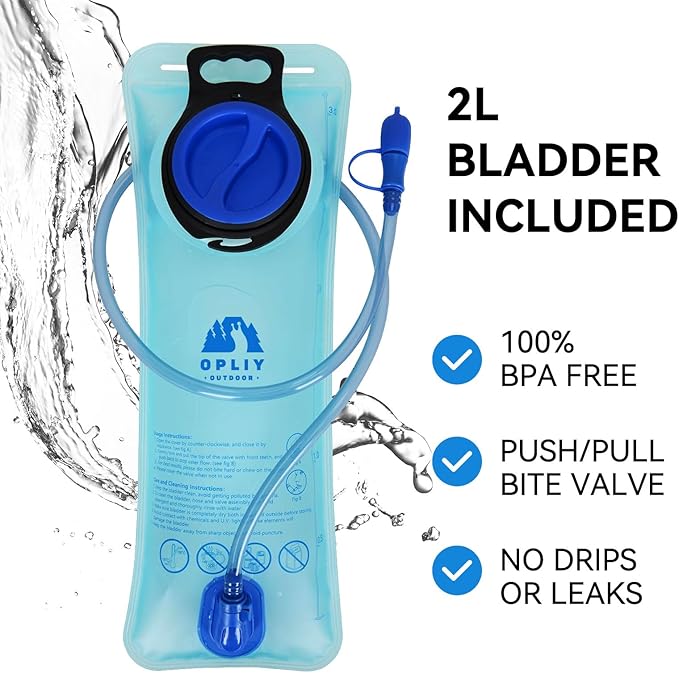 Hydration Backpack with 2L Water Bladder – Lightweight & Durable for Running, Hiking, Biking – Adjustable Fit for Men, Women, Youth