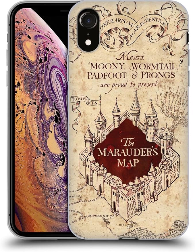 Head Case Designs Officially Licensed Harry Potter The Marauder's Map Prisoner of Azkaban II Gel Case [Military Grade Protection] Compatible with Apple iPhone XR