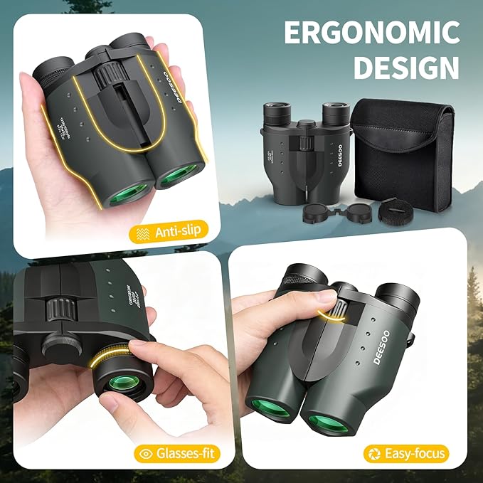25x32 Compact Binoculars for Bird Watching - High Powered Lightweight Binocular for Adults Kids - 4.9ft Close Focus with Carrying Case for Backyard, Cruise Ship & Concerts