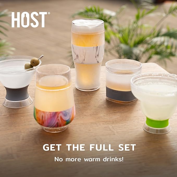Host FREEZE Beer Cooling Cups, Frozen Beer Mugs, Freezable Pint Glass Set, Insulated Pint Glass to Keep Your Drinks Cold, Double Walled Insulated Glasses, Gift for Dad,16oz, Set of 2, Olive