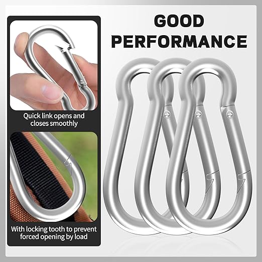 Carabiner, Heavy Duty Galvanized Steel Spring Snap Hook Carabiner Clips with 110LBS Holding Capacity, Ideal for Outdoor, Hammock, Swing and Travel (M4 1.6Inch, 400PCS)