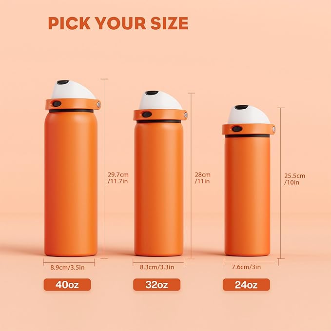 POWCAN 24 oz Steel Insulated Water Bottle: 2-in-1 Push-Button Spout & Quick-Flip Straw, Leakproof, Cold 24Hrs, Lockable, Fits Car Cup Holder, Ideal for Sports, Trip, Gym, School, Gift (Sunny Puppy)