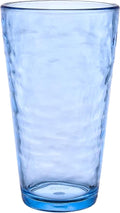 KLIFA- RIPPLE- 22.5 ounce, Set of 6, Acrylic Highball Drinking Glasses Cups, BPA-Free, Stackable Plastic Drinkware, Dishwasher Safe, Ocean Blue